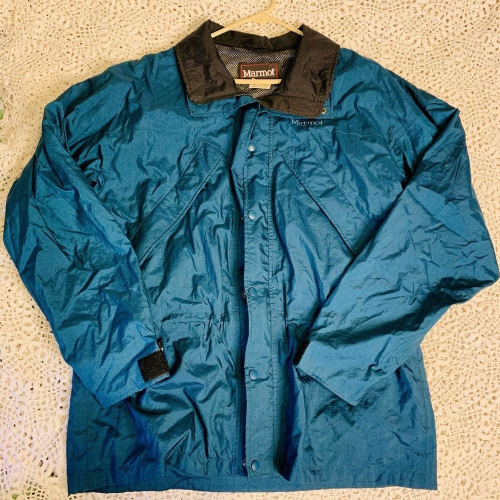 Marmot (L) VTG Zip Up Windbreaker - Hip Good Quality Turquoise Blue Longsleeve